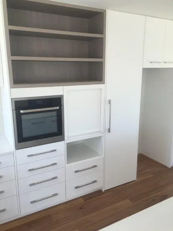 Built-In White Drawers And Cabinet In The Kitchen — East Bunbury, WA — Bunbury Designer Cabinets & Furniture