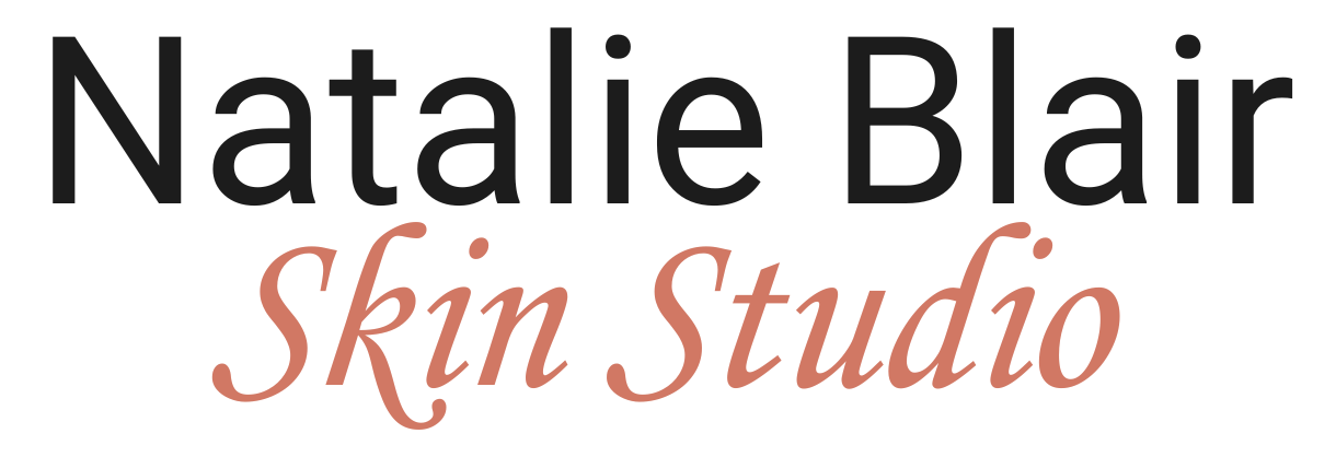 A logo for Natalie Blair Skin Studio is shown on a white background.