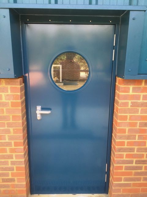 blue fire door