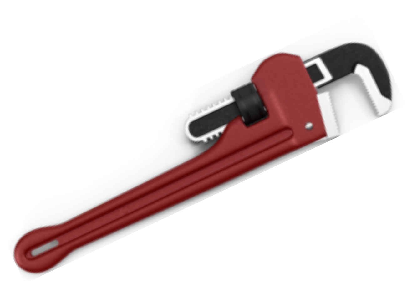 Red pipe wrench on a white background.