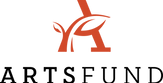The arts fund logo is a red letter a with leaves on it.
