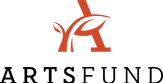 The arts fund logo is a red letter a with leaves on it.
