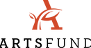 The logo for the arts fund is a red letter a with leaves on it.