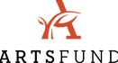 The logo for the arts fund is a red letter a with leaves on it.