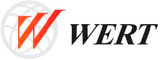 Um logotipo para uma empresa chamada wert com um globo ao fundo.