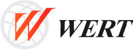 Um logotipo para uma empresa chamada wert com um globo ao fundo.
