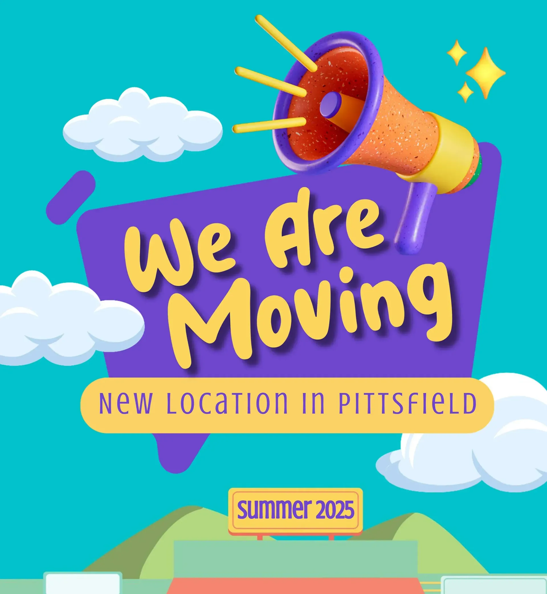 A sign that says we are moving new location in pittsfield