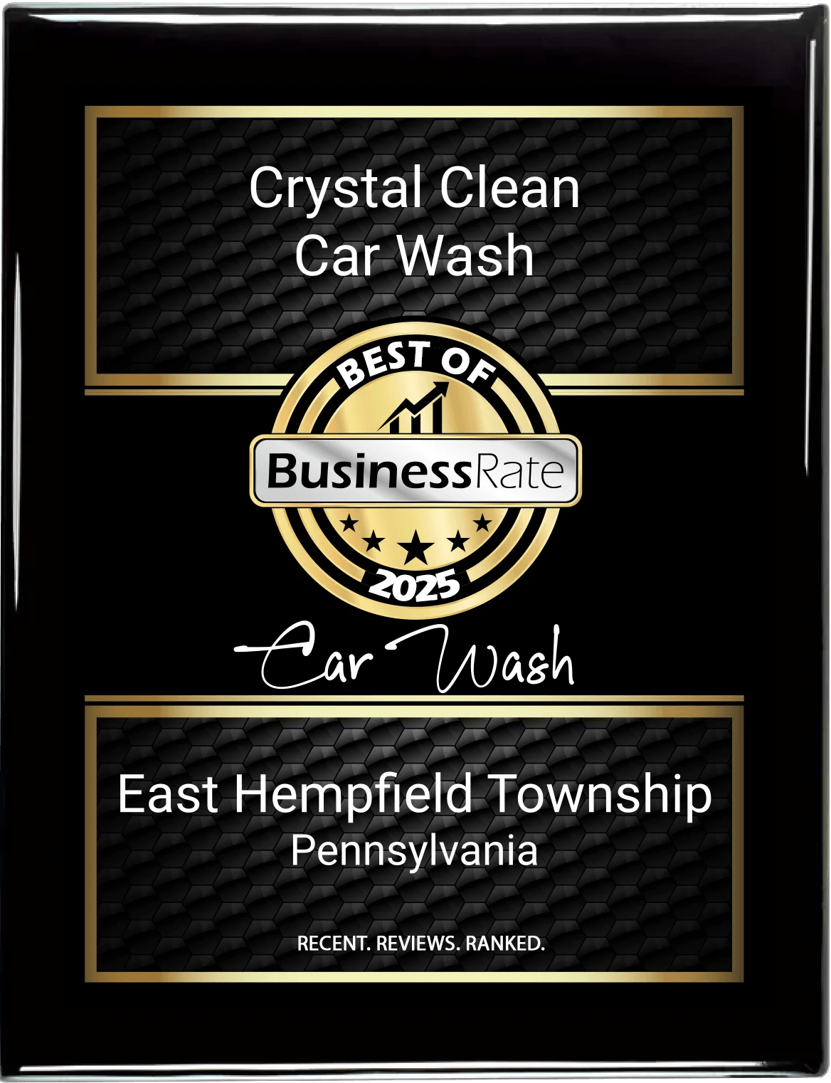 Plaque for Crystal Clean Car Wash,