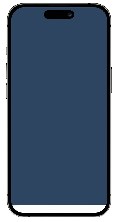 Smartphone with a dark blue screen, black border, and a pill-shaped cutout at the top.