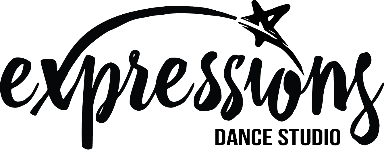 Expressions Dance Studio logo with cursive text and a shooting star.