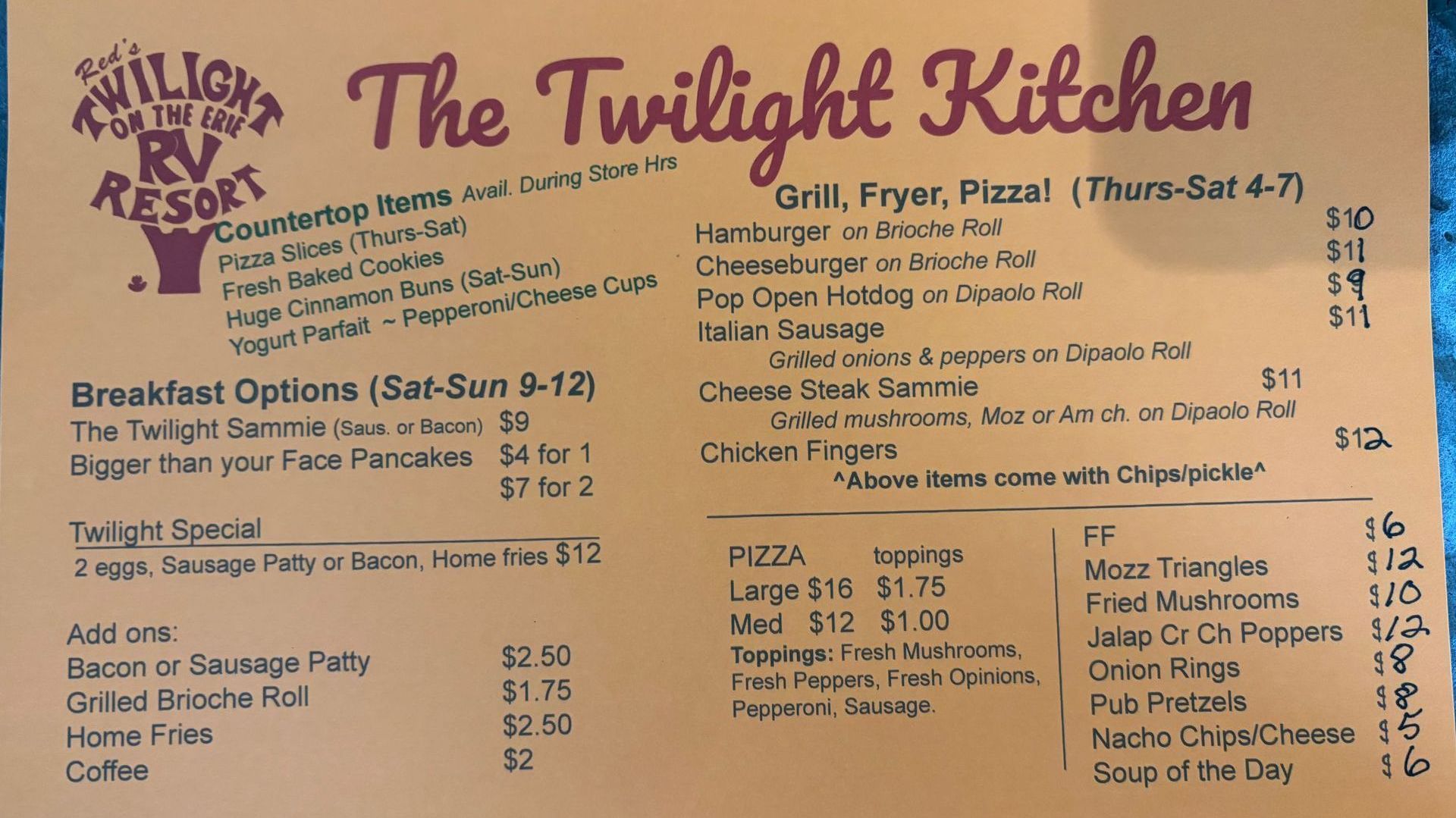 Twilight Kitchen Menu