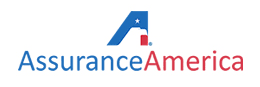 AssuranceAmerica logo: Blue and red stylized house with star, "Assurance" in blue, "America" in red.