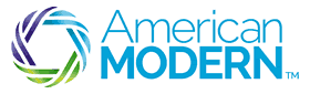 American Modern logo: Abstract circle in purple, teal, and green with "American Modern" in blue text.