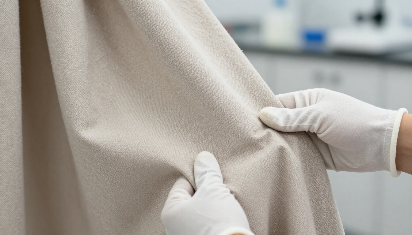 Detail van gordijnstof inspectie