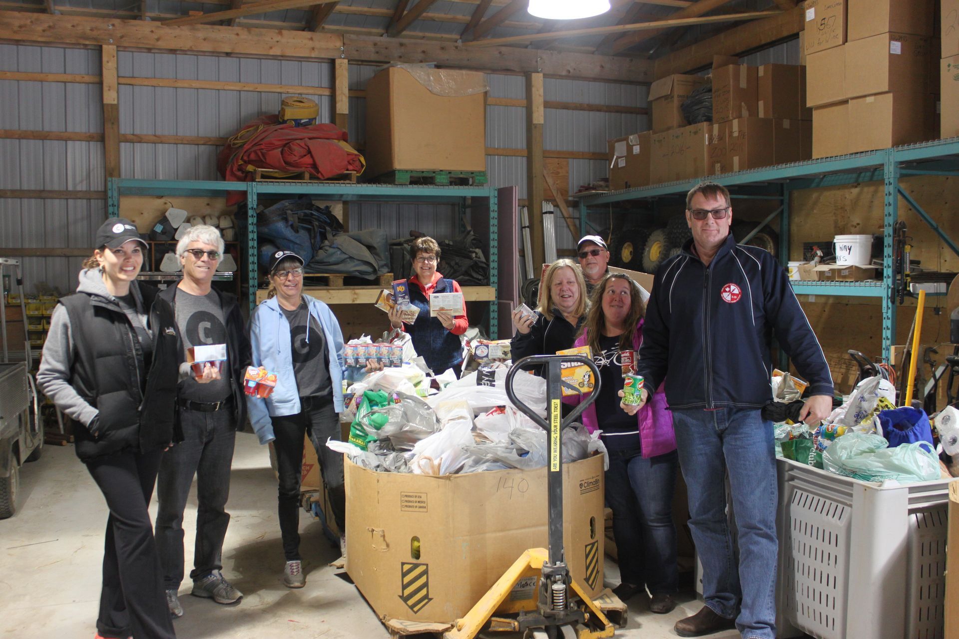group of people receiving food donations