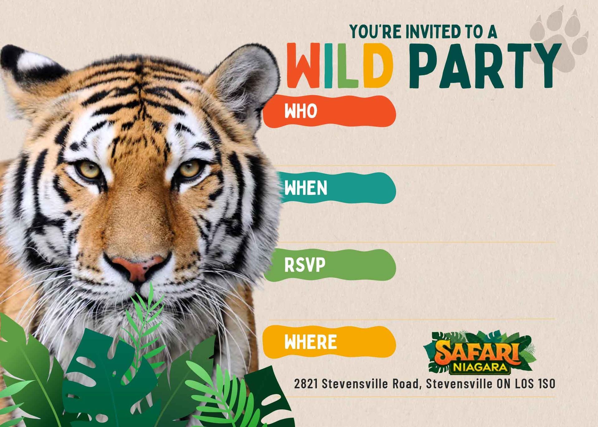 birthday party invites safari niagara