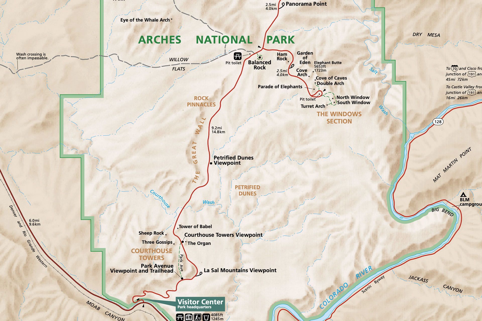Map of Arches National Park