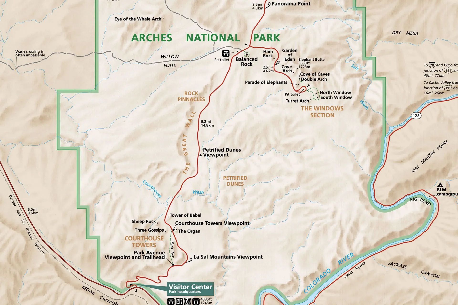 Map of Arches National Park