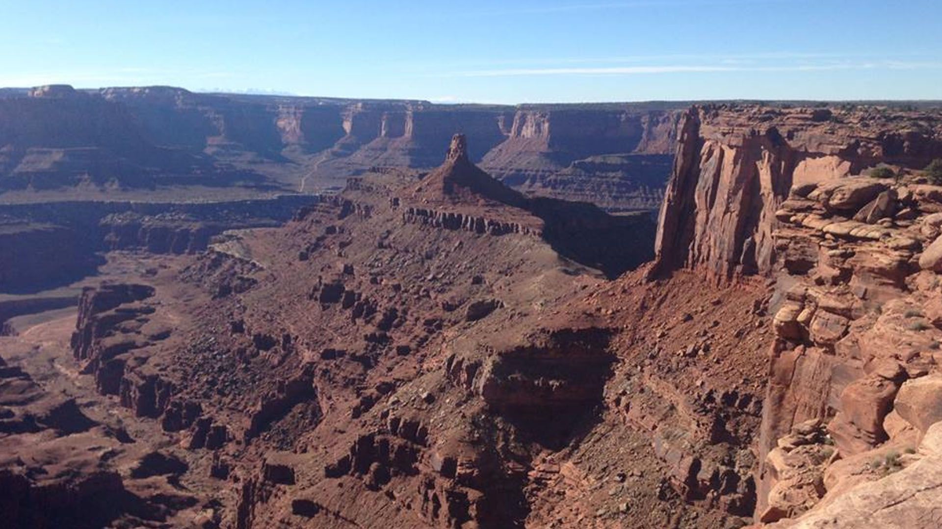 West Rim Trail Overlook with view of deep canyons.