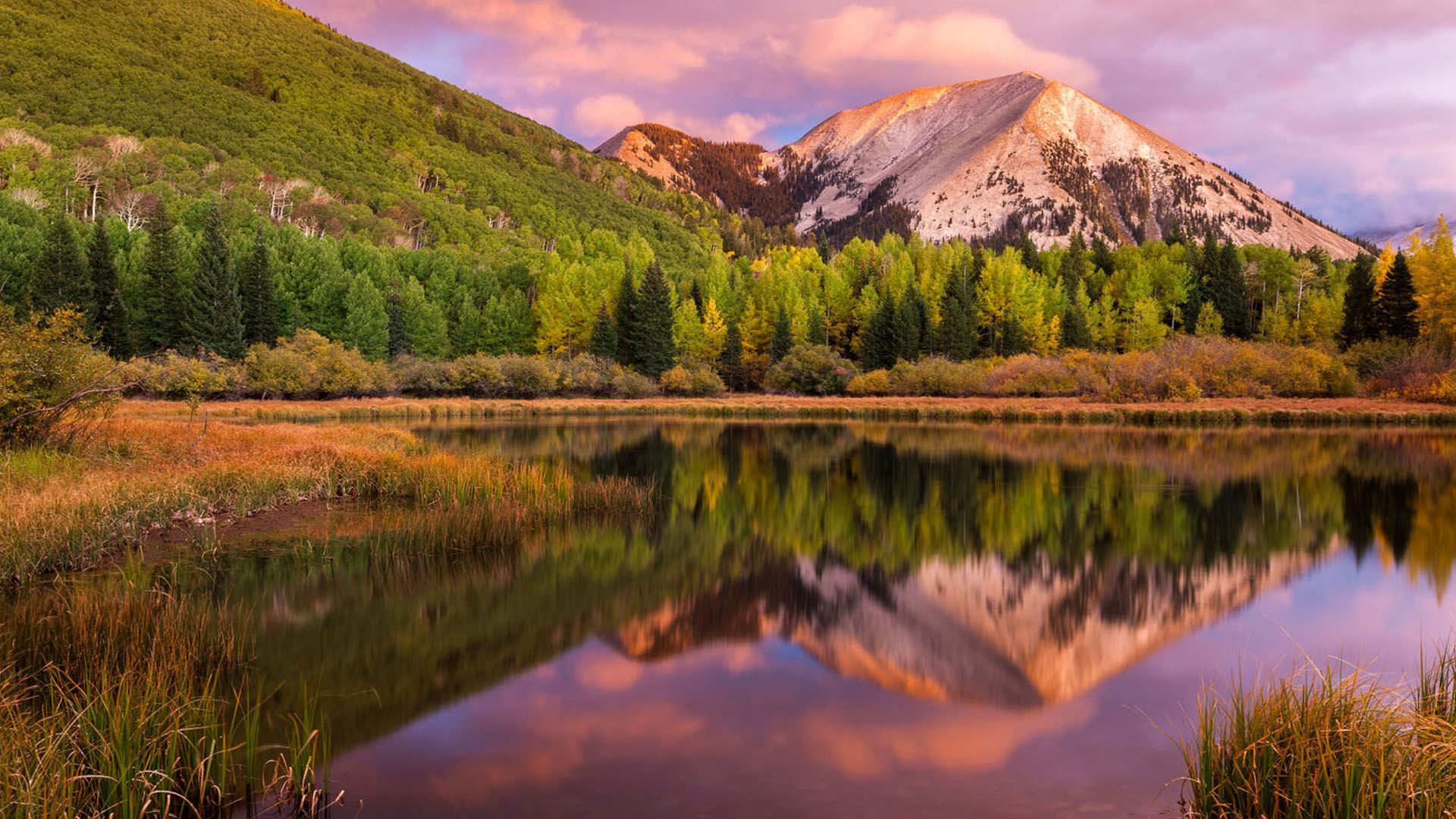 View of a lake in the La Sal Mountains as seen a short distance from the La Sal Loop Road.