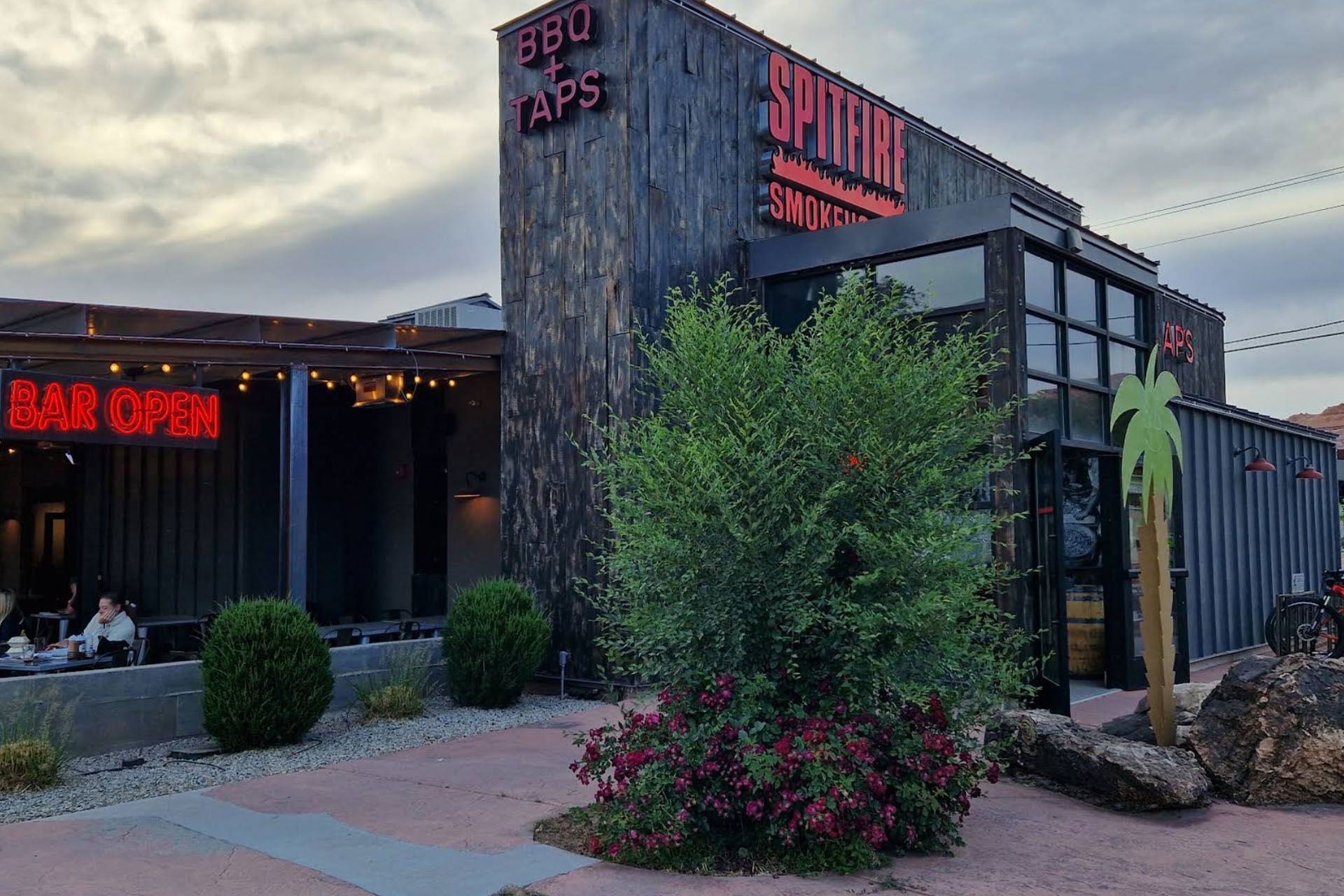 BBQ restaurant with sign for