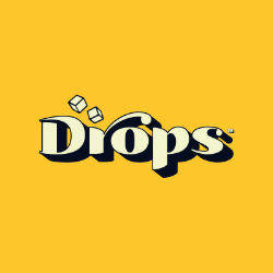 Logo for Drops language learning app: white text 