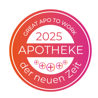 ein sticker auf dem steht: great apo to work 2025 apotheke der neuen zeit
