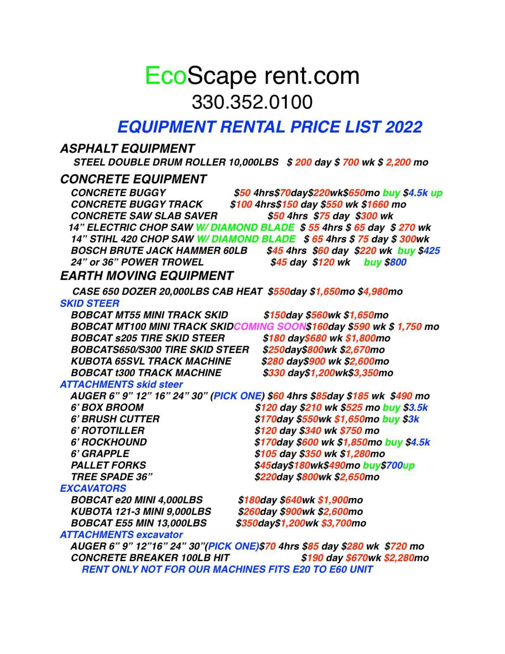 Equipment Rentals Ecoscape Supply Uniontown, OH