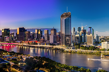 Panoramic Day & Night of Brisbane CBD & South Bank — Curtains in South Brisbane, QLD