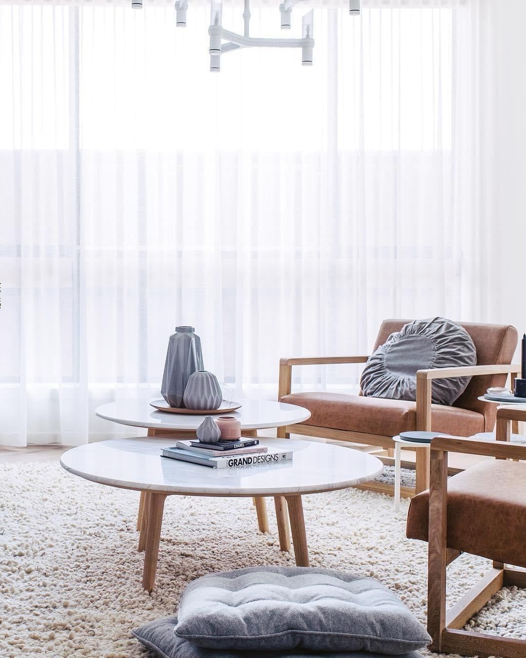 Cozy Living Room With Sheer Curtain — Studio Curtains & Blinds in Mount Gravatt, QLD