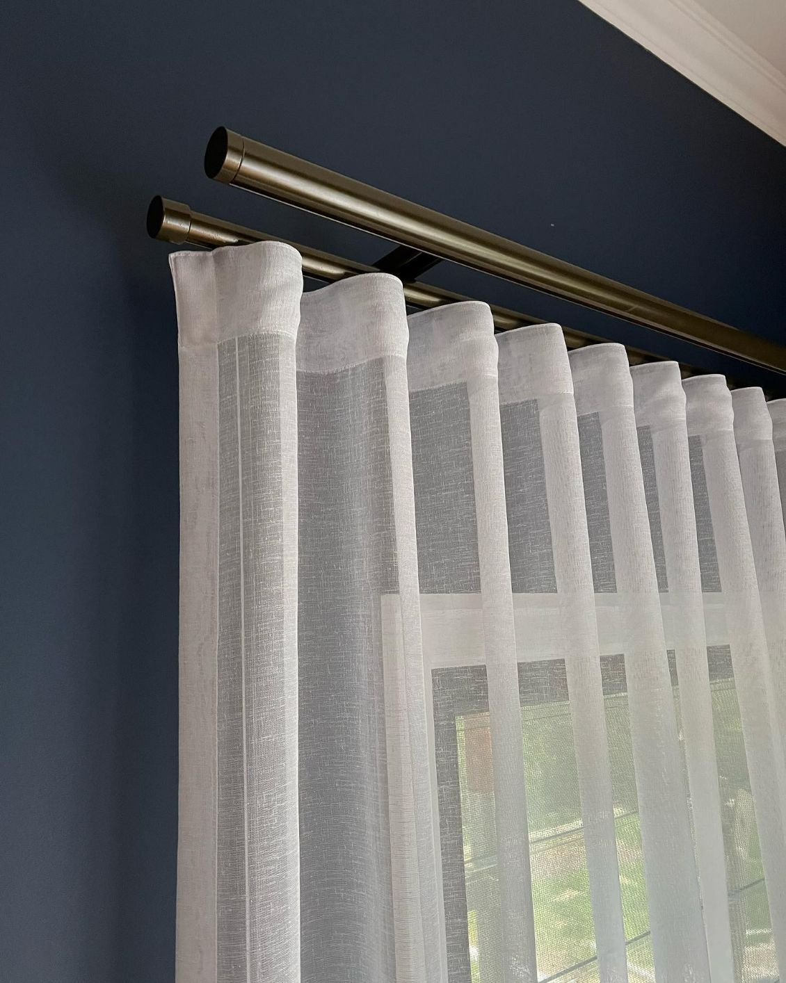 Sheer Curtain In A Bronze Rod System — Studio Curtains & Blinds in Mount Gravatt, QLD