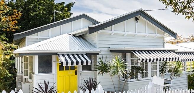 House Front View With Awnings — Studio Curtains & Blinds in Mount Gravatt, QLD