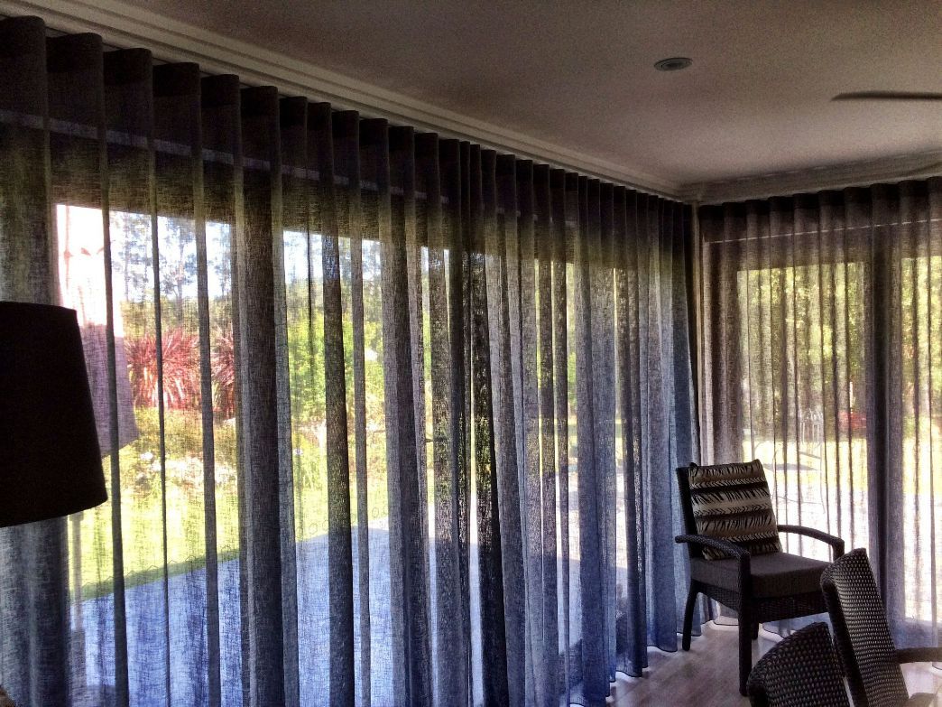 Grey S-Fold Curtains — Studio Curtains & Blinds in Mount Gravatt, QLD