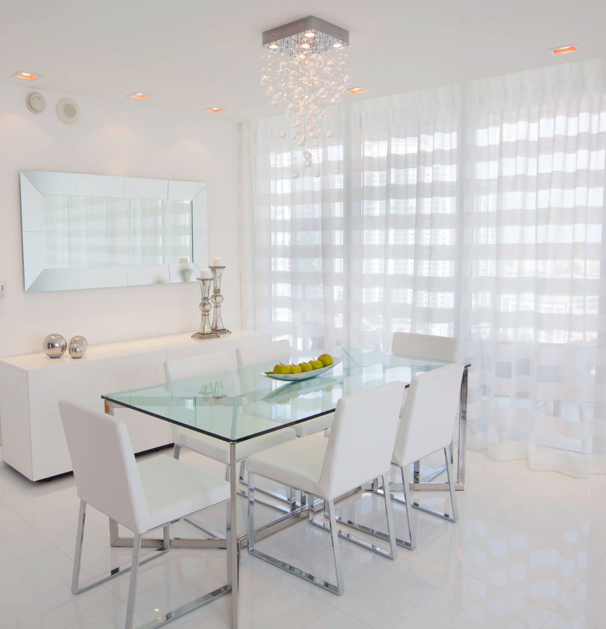 White Dining Room — Studio Curtains & Blinds in Mount Gravatt, QLD
