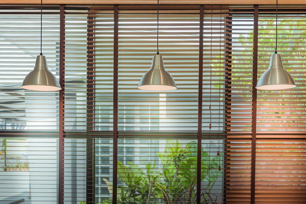 Window Blinds & Ceiling Lamp — Studio Curtains & Blinds in Mount Gravatt, QLD