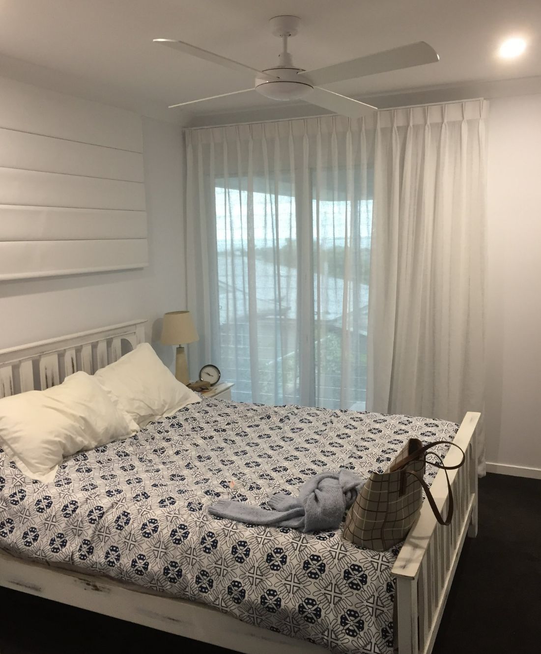 White Pleat Curtains In A Bedroom — Bedroom Curtains in Brisbane, QLD