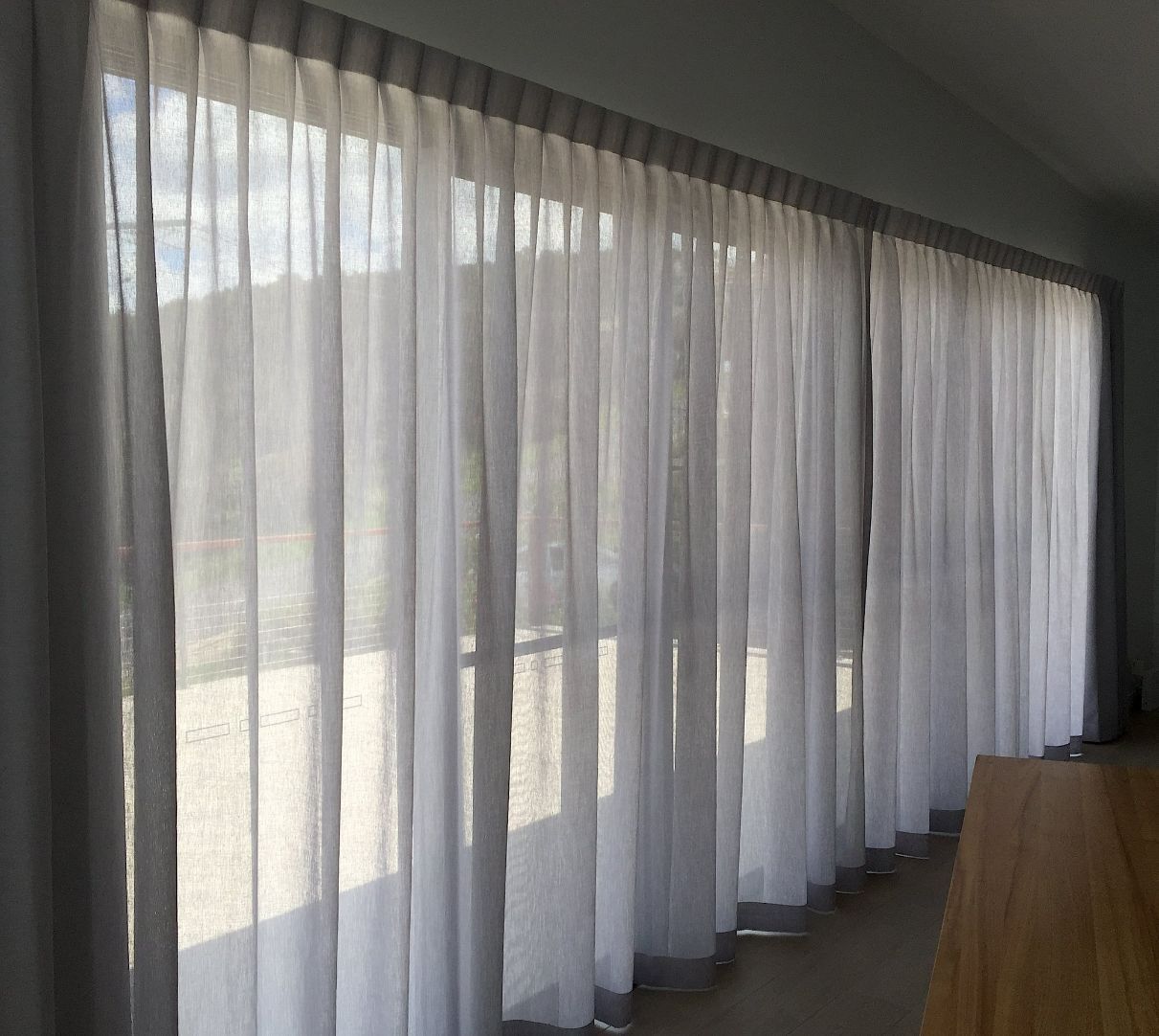 Sheer Inverted Pleat Curtains — Studio Curtains & Blinds in Mount Gravatt, QLD