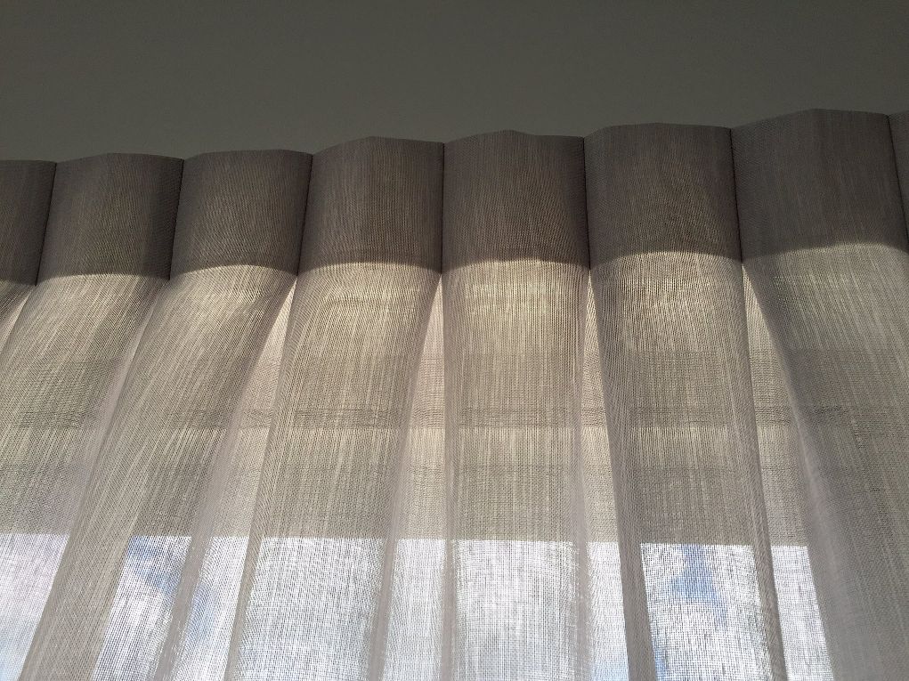 Linen Inverted Pleat Curtains — Studio Curtains & Blinds in Mount Gravatt, QLD