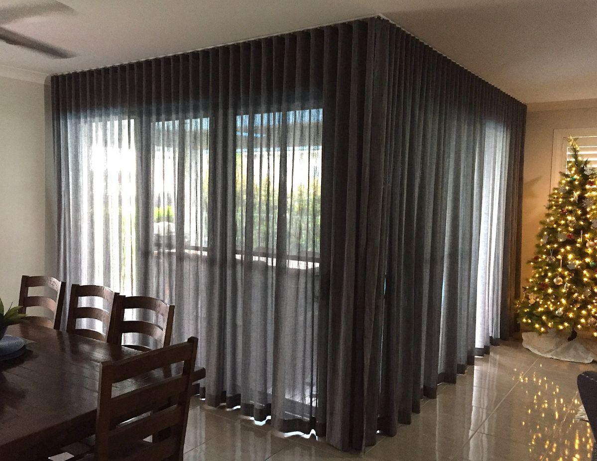 Grey Sheer Curtains For Holiday — Studio Curtains & Blinds in Mount Gravatt, QLD