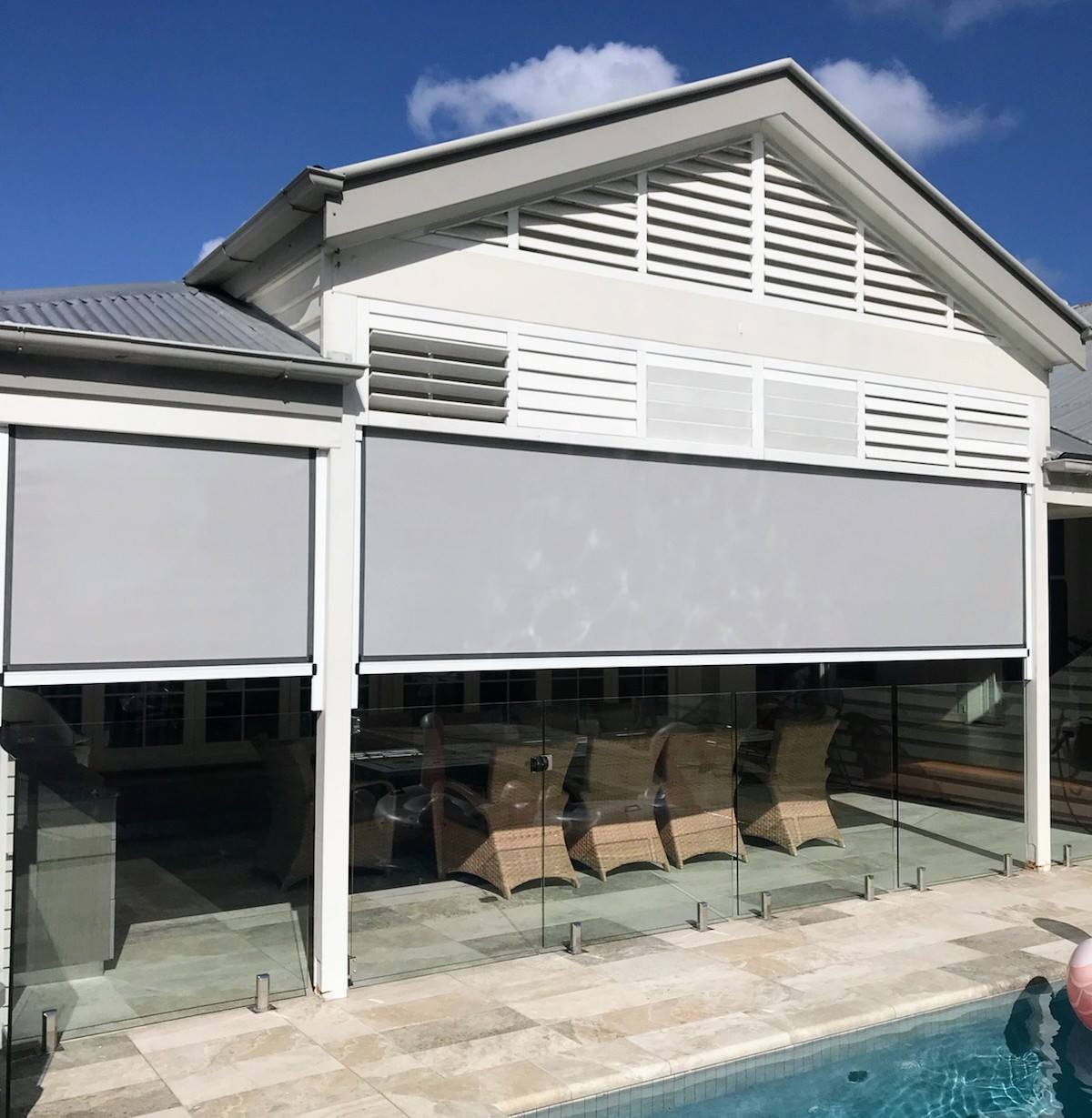 Blockout Blinds Beside The Pool — Studio Curtains & Blinds in Mount Gravatt, QLD