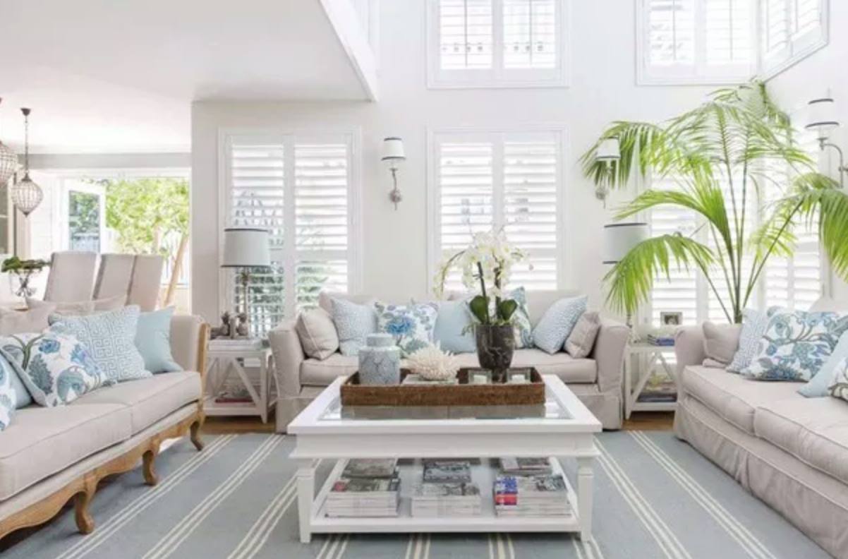 White Cozy Living Room — Studio Curtains & Blinds in Mount Gravatt, QLD