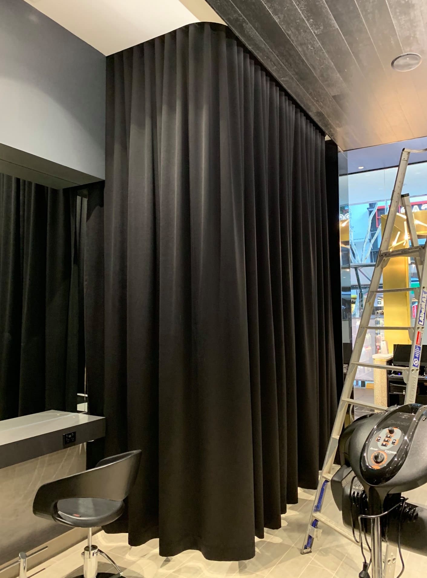 Blockout Curtains Installed At The Salon — Studio Curtains & Blinds in Mount Gravatt, QLD