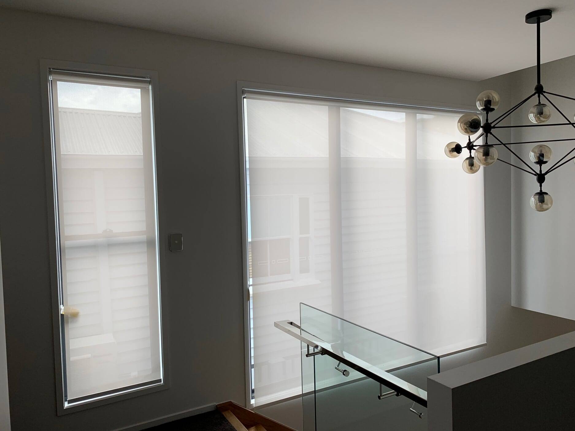 Roller Blinds Installed On A Window Stairs — Roller Blinds in Brisbane, QLD