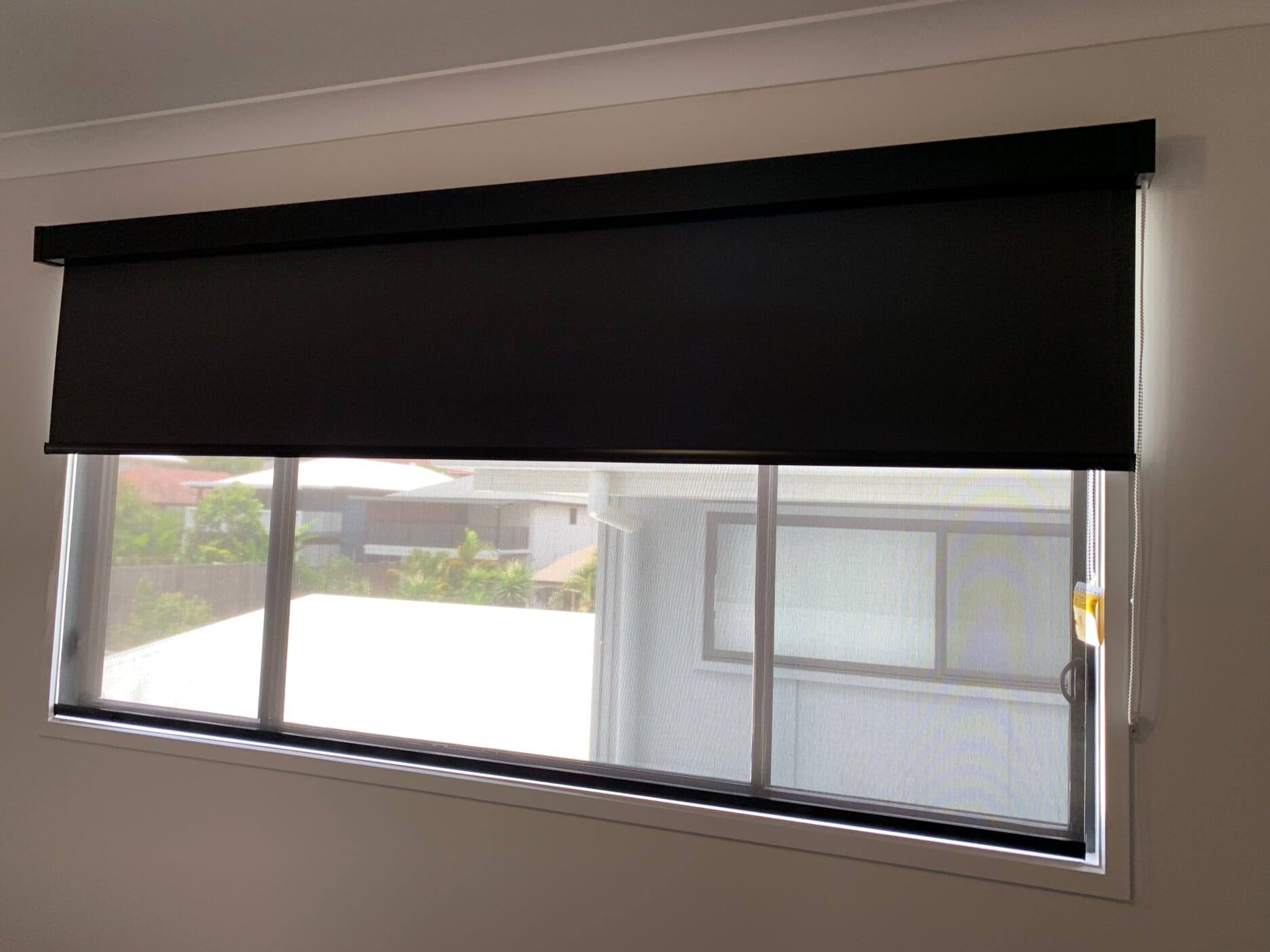 Black Roller Blinds — Studio Curtains & Blinds in Mount Gravatt, QLD