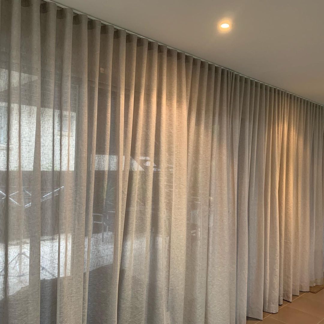 Beige Sheer Curtains — Studio Curtains & Blinds in Mount Gravatt, QLD