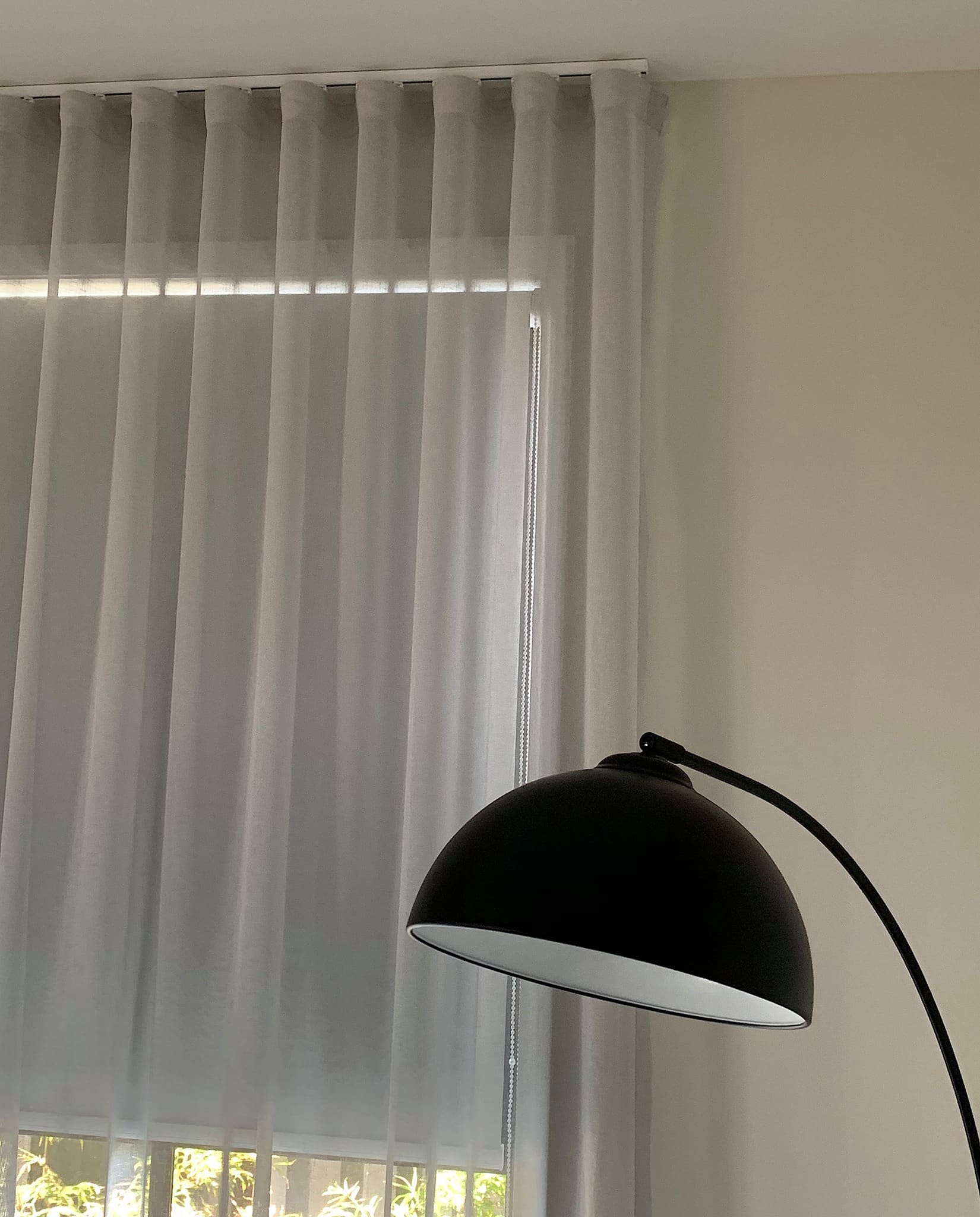 S-Fold Curtains & A Lamp — Studio Curtains & Blinds in Mount Gravatt, QLD