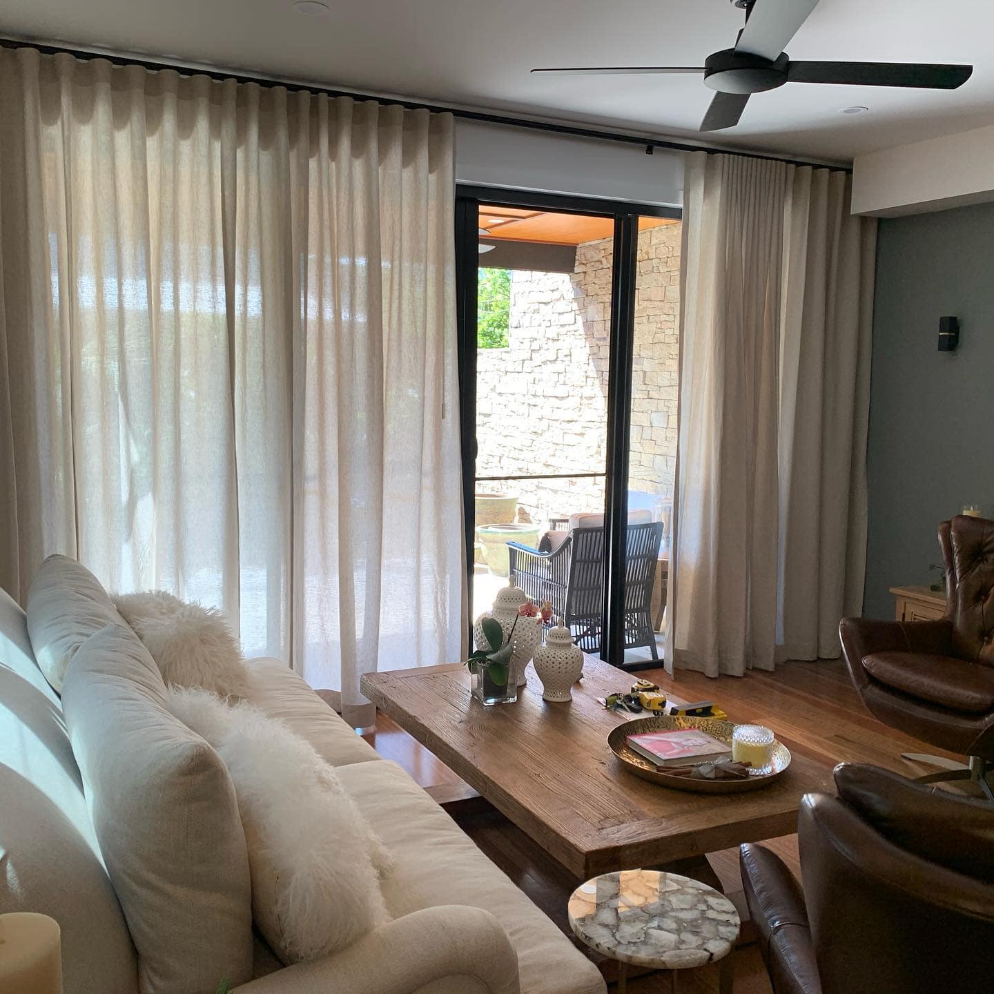 Living Room With Curtains — Studio Curtains & Blinds in Mount Gravatt, QLD