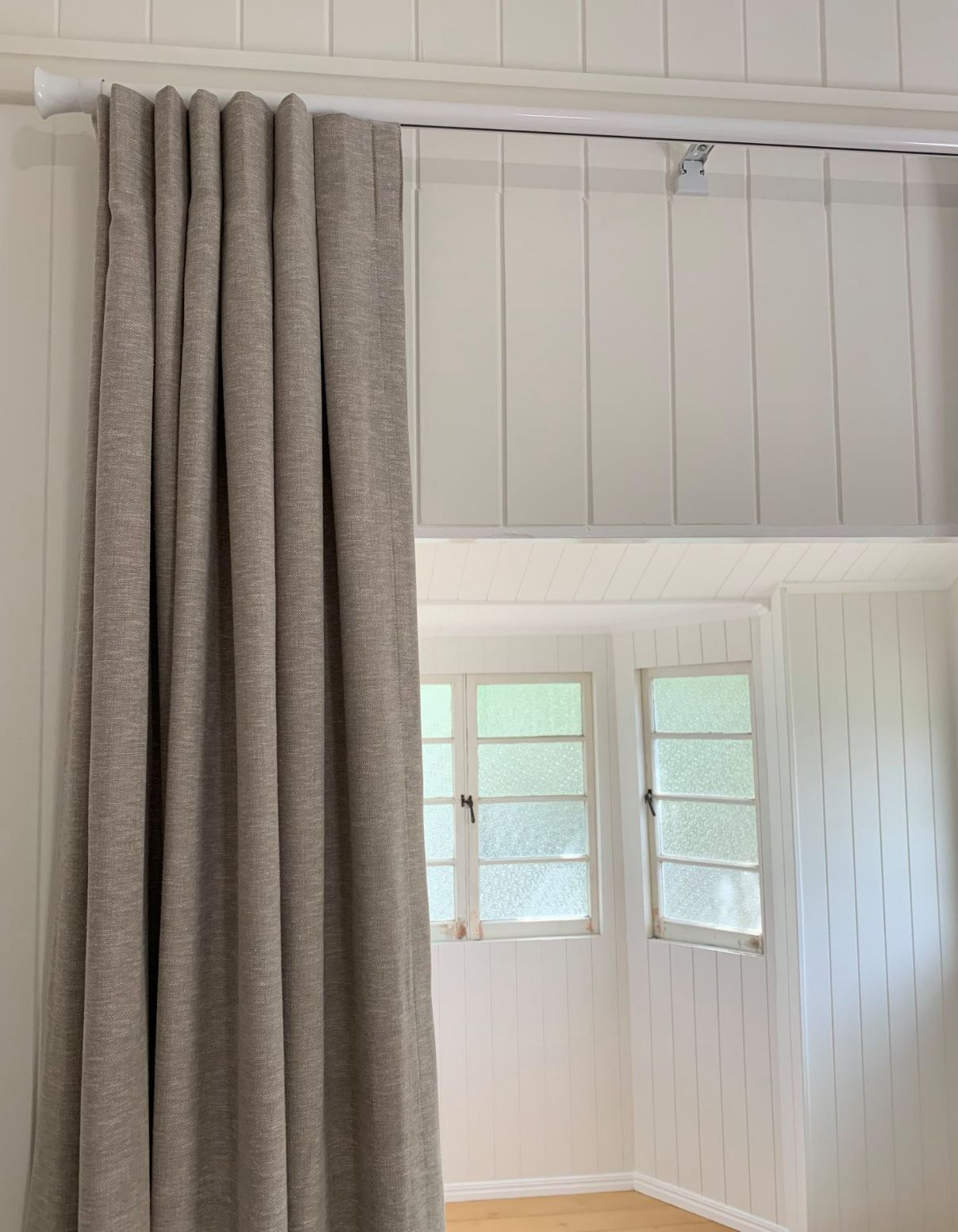 Beige Curtains On A White Rod — Curtains in North Brisbane, QLD