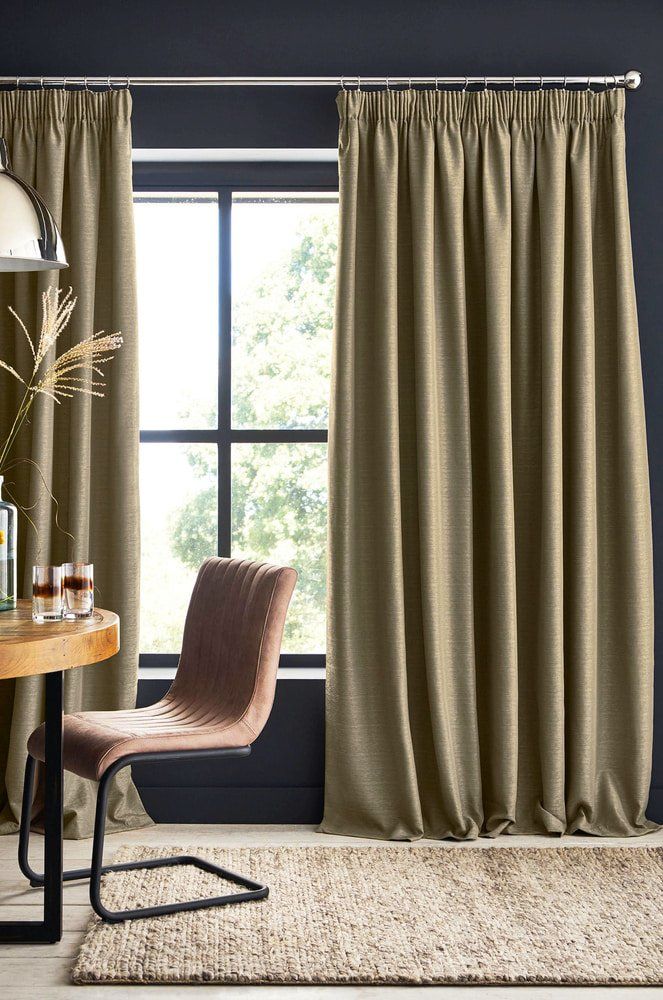Pencil Pleated Curtains In A Living Room — Studio Curtains & Blinds in Mount Gravatt, QLD