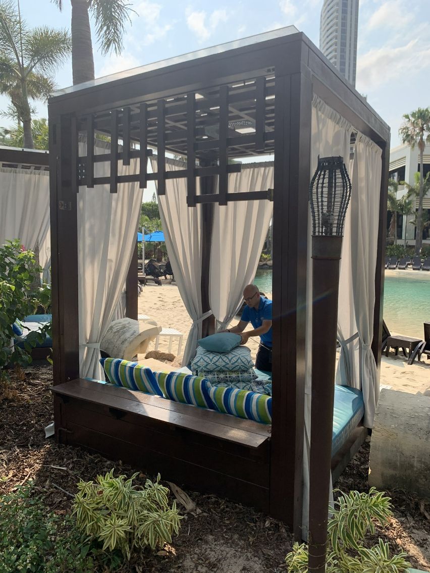 White Curtains On Cabana — Studio Curtains & Blinds in Brisbane, QLD